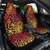 New Zealand Rangatira Custom Car Seat Cover Red and Gold Niho Taniwha Maori Tribal