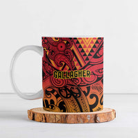 New Zealand Rangatira Custom Ceramic Mug Red and Gold Niho Taniwha Maori Tribal - Polynesian Pride