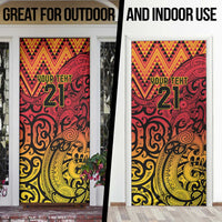 New Zealand Rangatira Custom Door Cover Red and Gold Niho Taniwha Maori Tribal - Polynesian Pride