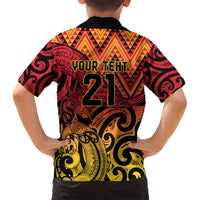 New Zealand Rangatira Custom Family Matching Puletasi and Hawaiian Shirt Red and Gold Niho Taniwha Maori Tribal