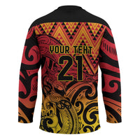 New Zealand Rangatira Custom Hockey Jersey Red and Gold Niho Taniwha Maori Tribal - Polynesian Pride