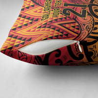New Zealand Rangatira Custom Pillow Cover Red and Gold Niho Taniwha Maori Tribal - Polynesian Pride