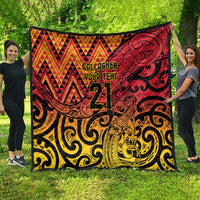 New Zealand Rangatira Custom Quilt Red and Gold Niho Taniwha Maori Tribal