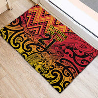 New Zealand Rangatira Custom Rubber Doormat Red and Gold Niho Taniwha Maori Tribal