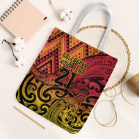 New Zealand Rangatira Custom Tote Bag Red and Gold Niho Taniwha Maori Tribal - Polynesian Pride