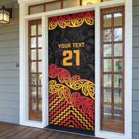 New Zealand Rugby Pacific Custom Door Cover Rangatira Maori Kowhaiwhai Pattern - Polynesian Pride