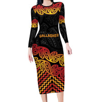 New Zealand Rugby Pacific Custom Family Matching Long Sleeve Bodycon Dress and Hawaiian Shirt Rangatira Maori Kowhaiwhai Pattern