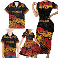 New Zealand Rugby Pacific Custom Family Matching Short Sleeve Bodycon Dress and Hawaiian Shirt Rangatira Maori Kowhaiwhai Pattern