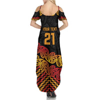 New Zealand Rugby Pacific Custom Family Matching Summer Maxi Dress and Hawaiian Shirt Rangatira Maori Kowhaiwhai Pattern
