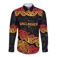 New Zealand Rugby Pacific Custom Long Sleeve Button Shirt Rangatira Maori Kowhaiwhai Pattern