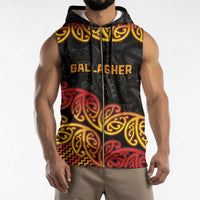 New Zealand Rugby Pacific Custom Sleeveless Zip Hoodie Rangatira Maori Kowhaiwhai Pattern - Polynesian Pride