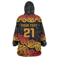 New Zealand Rugby Pacific Custom Wearable Blanket Hoodie Rangatira Maori Kowhaiwhai Pattern