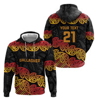 New Zealand Rugby Pacific Custom Zip Hoodie Rangatira Maori Kowhaiwhai Pattern