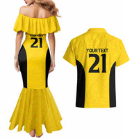 New Zealand Rugby Pacific Custom Couples Matching Mermaid Dress and Hawaiian Shirt Hau Awhiowhio Maori Tribal Tattoo