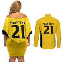 New Zealand Rugby Pacific Custom Couples Matching Off Shoulder Short Dress and Long Sleeve Button Shirt Hau Awhiowhio Maori Tribal Tattoo