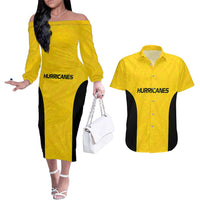 New Zealand Rugby Pacific Custom Couples Matching Off The Shoulder Long Sleeve Dress and Hawaiian Shirt Hau Awhiowhio Maori Tribal Tattoo