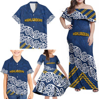 New Zealand Rugby Pacific Custom Family Matching Off Shoulder Maxi Dress and Hawaiian Shirt Kahupeka Maori Kowhaiwhai Pattern
