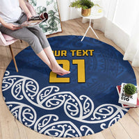 New Zealand Rugby Pacific Custom Round Carpet Kahupeka Maori Kowhaiwhai Pattern
