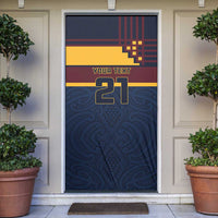 New Zealand Rugby Pacific Custom Door Cover Kahupeka Retro 2025 Taniko Motif - Polynesian Pride