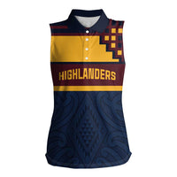 New Zealand Rugby Pacific Custom Women Sleeveless Polo Shirt Kahupeka Retro 2025 Taniko Motif