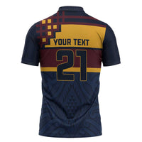 New Zealand Rugby Pacific Custom Zipper Polo Shirt Kahupeka Retro 2025 Taniko Motif - Polynesian Pride