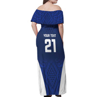 New Zealand Rugby Pacific Custom Family Matching Off Shoulder Maxi Dress and Hawaiian Shirt Kahurangi Auckland All Blue