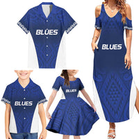 New Zealand Rugby Pacific Custom Family Matching Summer Maxi Dress and Hawaiian Shirt Kahurangi Auckland All Blue