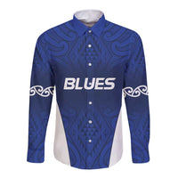 New Zealand Rugby Pacific Custom Long Sleeve Button Shirt Kahurangi Auckland All Blue