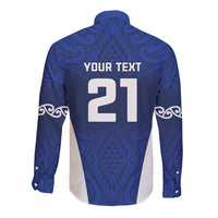 New Zealand Rugby Pacific Custom Long Sleeve Button Shirt Kahurangi Auckland All Blue