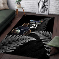 New Zealand Rugby Custom Area Rug Glory Be To Black Silver-fern - Polynesian Pride