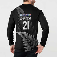 New Zealand Rugby Custom Button Sweatshirt Glory Be To Black Silver-fern - Polynesian Pride
