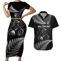 New Zealand Rugby Custom Couples Matching Short Sleeve Bodycon Dress and Hawaiian Shirt Glory Be To Black Silver-fern - Polynesian Pride