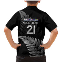 New Zealand Rugby Custom Family Matching Mermaid Dress and Hawaiian Shirt Glory Be To Black Silver-fern - Polynesian Pride
