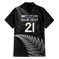 New Zealand Rugby Custom Family Matching Short Sleeve Bodycon Dress and Hawaiian Shirt Glory Be To Black Silver-fern - Polynesian Pride