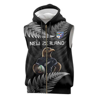 New Zealand Rugby Custom Sleeveless Zip Hoodie Glory Be To Black Silver-fern LT9 Black - Polynesian Pride