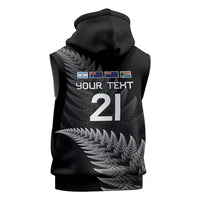 New Zealand Rugby Custom Sleeveless Zip Hoodie Glory Be To Black Silver-fern - Polynesian Pride