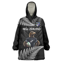 New Zealand Rugby Custom Wearable Blanket Hoodie Glory Be To Black Silver-fern - Polynesian Pride