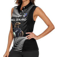 New Zealand Rugby Custom Women Sleeveless Polo Shirt Glory Be To Black Silver-fern - Polynesian Pride
