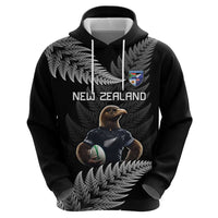 New Zealand Rugby Custom Zip Hoodie Glory Be To Black Silver-fern - Polynesian Pride