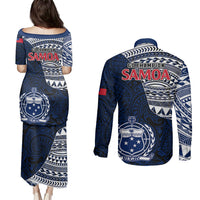Samoa Rugby Couples Matching Puletasi Dress and Long Sleeve Button Shirts Proud Samoa World Cup 2023 LT9 - Polynesian Pride