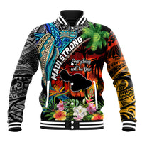 Hawaii Strong Maui Wildfire Baseball Jacket Pray For Lahaina Maui LT9 Unisex Black - Polynesian Pride