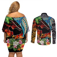 Personalised Hawaii Strong Maui Wildfire Couples Matching Off Shoulder Short Dress and Long Sleeve Button Shirts Pray For Lahaina Maui LT9 - Polynesian Pride