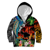 Personalised Hawaii Strong Maui Wildfire Kid Hoodie Pray For Lahaina Maui LT9 Zip Hoodie Black - Polynesian Pride