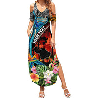 Personalised Hawaii Strong Maui Wildfire Summer Maxi Dress Pray For Lahaina Maui LT9 Women Black - Polynesian Pride