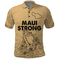 Hawaii Strong Maui Wildfire Polo Shirt No3 LT9 Nude - Polynesian Pride