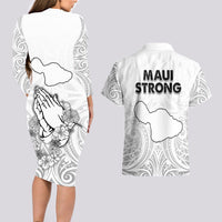 Hawaii Strong Maui Wildfire Couples Matching Long Sleeve Bodycon Dress and Hawaiian Shirt No4 LT9 - Polynesian Pride