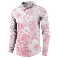 Japan Sakura Floral with Polynesian Vibe Button Sweatshirt