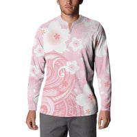 Japan Sakura Floral with Polynesian Vibe Button Sweatshirt