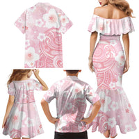 Japan Sakura Floral with Polynesian Vibe Family Matching Mermaid Dress and Hawaiian Shirt