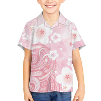 Japan Sakura Floral with Polynesian Vibe Family Matching Puletasi and Hawaiian Shirt
